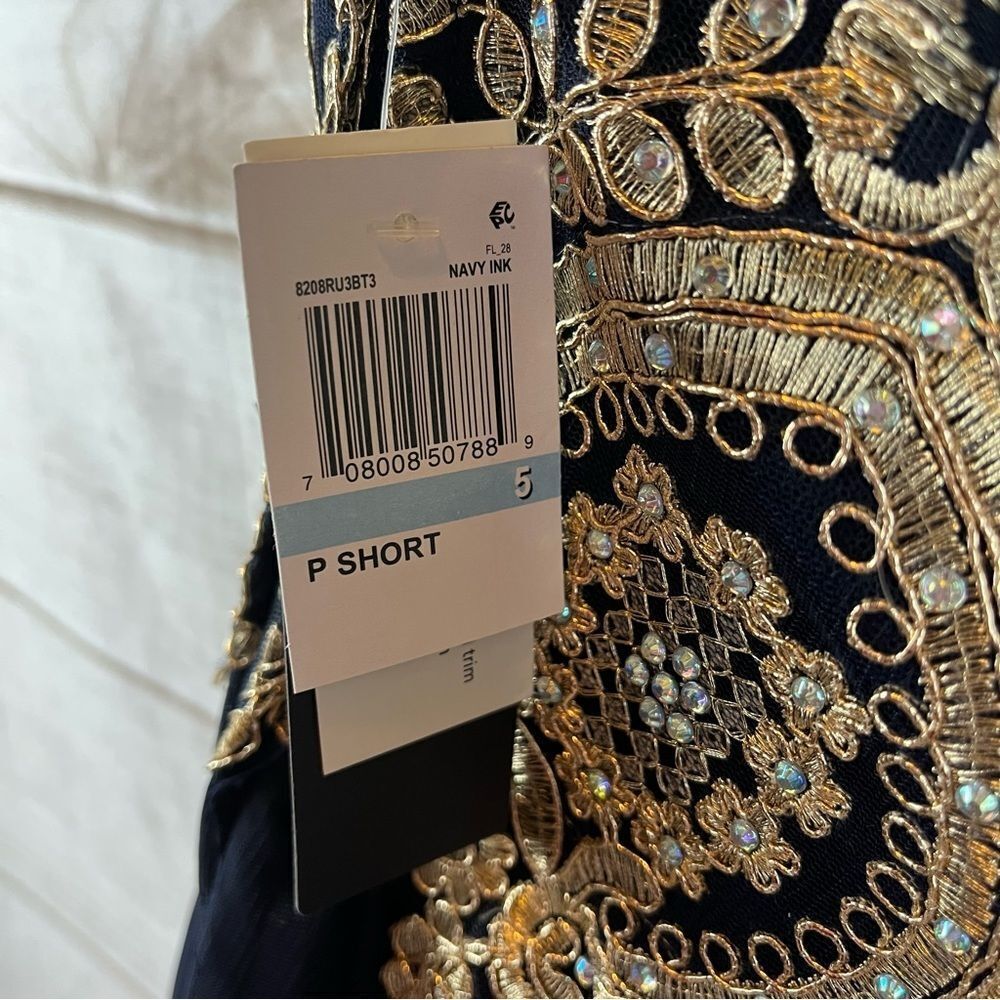 City Studio Special Occasion Strapless Dress Juniors Navy & Gold 5 NWT - Picture 6 of 14